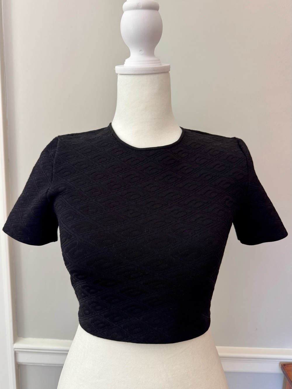 Alexander Wang Black Textured Cropped Top